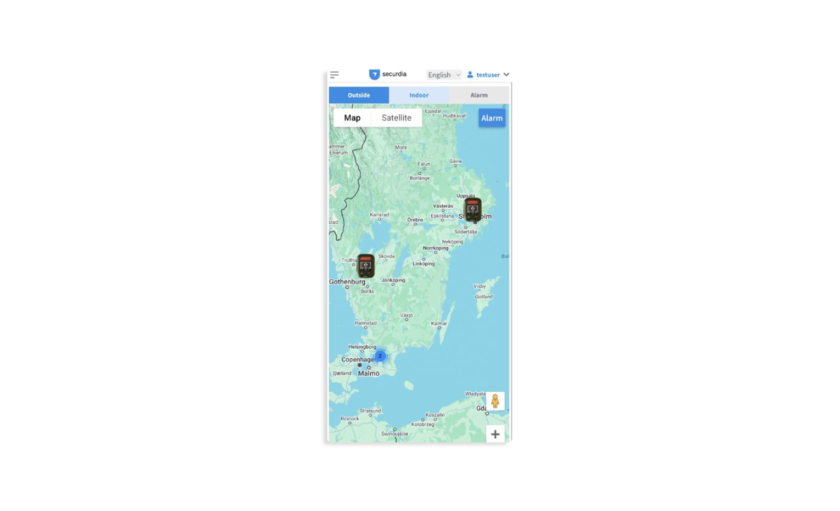 Karta över södra Sverige med markörer vid Göteborg och Stockholm, samt en blå markör nära Malmö.